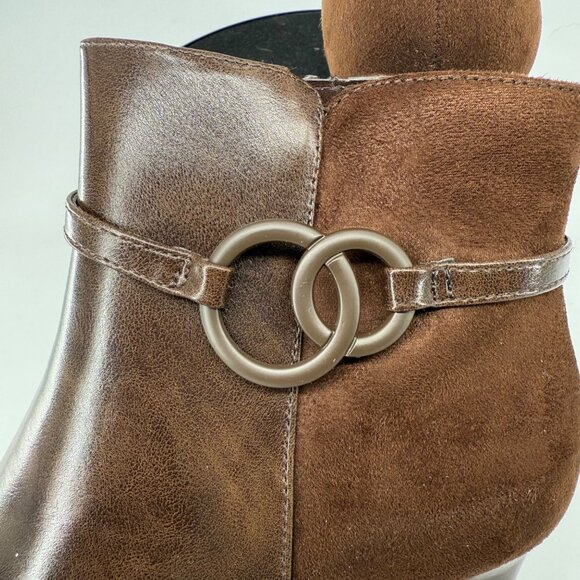 Impo Brown Ankle Boots Memory Foam, Faux Leather & Suede Mid Heel, 8M - Picture 8 of 9